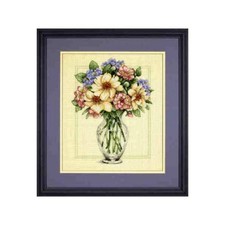 Cross Stitch "Flowers In A Tall Vase" Embroidery Kit. Unprinted  anvas