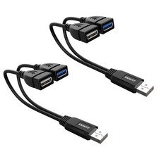 Eanetf USB 3.0 Female to Dual Male Splitter Cable, 2 Pack Blue,White