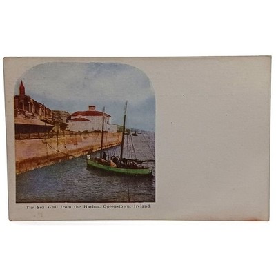 Queenstown Ireland The Sea Wall from the Harbor Vintage Postcard UNP
