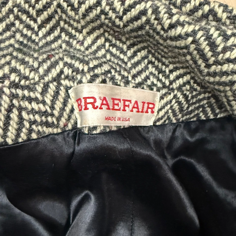 Abrigo Top Abrigo Mujer Tweed Vintage Años 90 Espiga Blanco y Negro S Braefair Foto 2 de 4