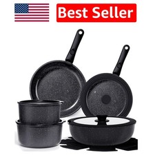 15-Piece Non-Stick Ceramic Cookware Set with Detachable Handle & Healthy Coating