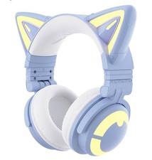 RGB Cat Ear Headphone 4, Upgraded Wireless Wired Gaming Headset with Attachabl