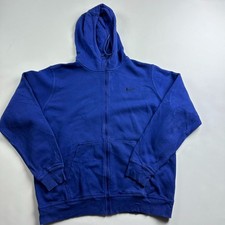 Nike Full Zip Hoodie Sweatshirt Dark Blue  Black Color Block Swoosh Size XL