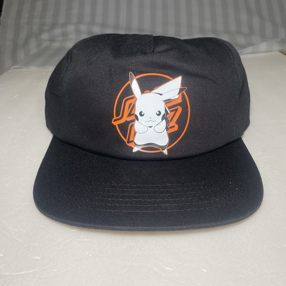 Santa Cruz Pokémon Pikachu Snapback Hat White Black Cap Unisex
