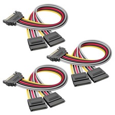 3Pack 15Pin SATA Power YSplitter, 8 inches