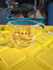 Vtg. PYREX 1 Cup Glass Measuring Cup  Standard Metric Measurements Red USA