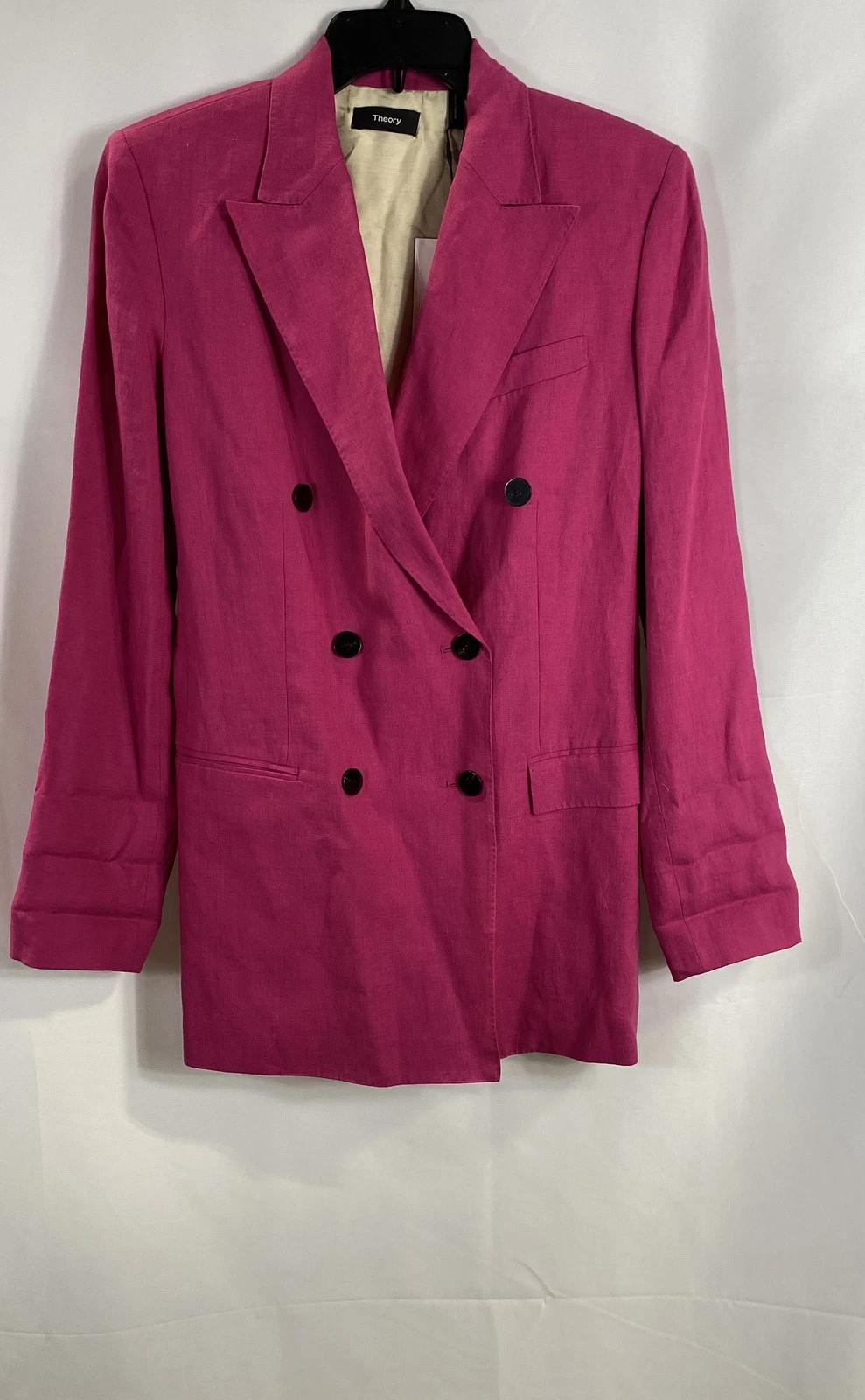NWT Theory Women's DB Tailor Double Breasted Linen Blazer Fuchsia Sz 4
Opens in a new window or tab
