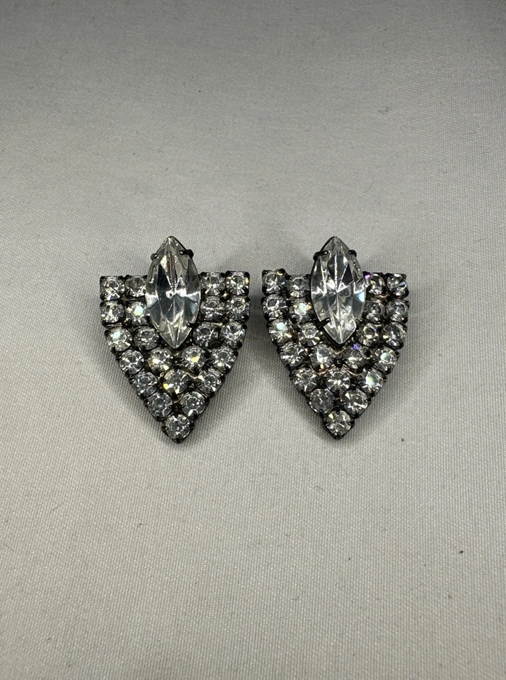 Винтажный ар-деко со стразами треугольник обуви пряжка зажим пара - Изображение 2 из 4