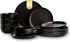EWFEN Plates and Bowls Sets, Dinnerware Sets for 4, 12 Pieces Scratch Resistant 