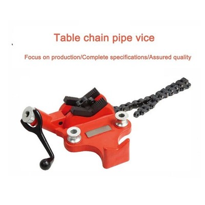 Desktop Chain Pipe Table Vice With Cast Iron Base  Benchtop Chain Pipe Wrench