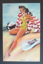 Streamline Bathing Beauties "Coquette" Unposted Curteich Linen Postcard
