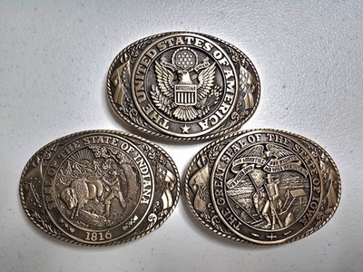Vintage Tony Lama ''State Series'' Solid Brass Belt Buckles