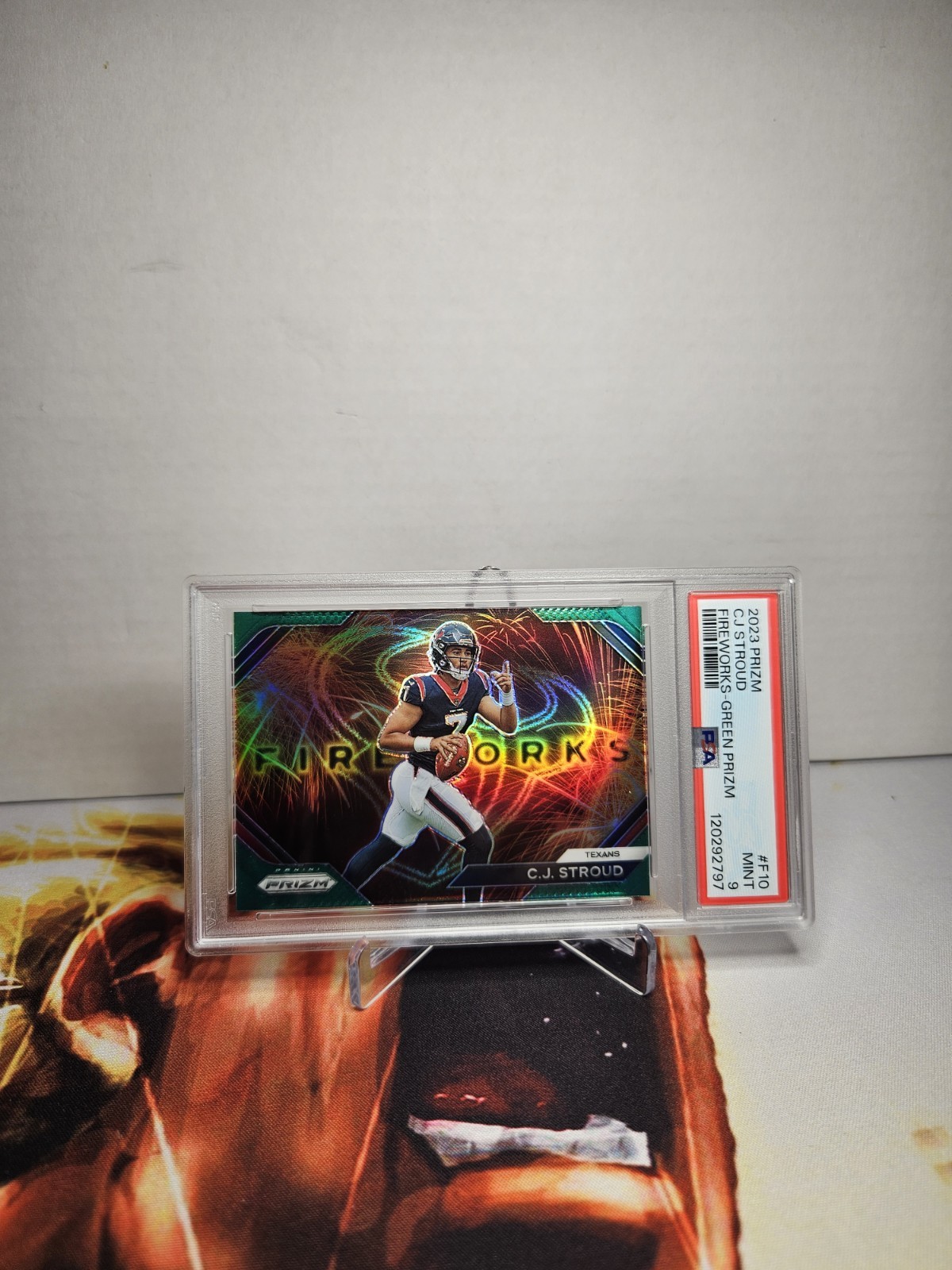 2023 Panini Prizm - Fireworks C.J. Stroud #F-10 Green Prizm (RC)