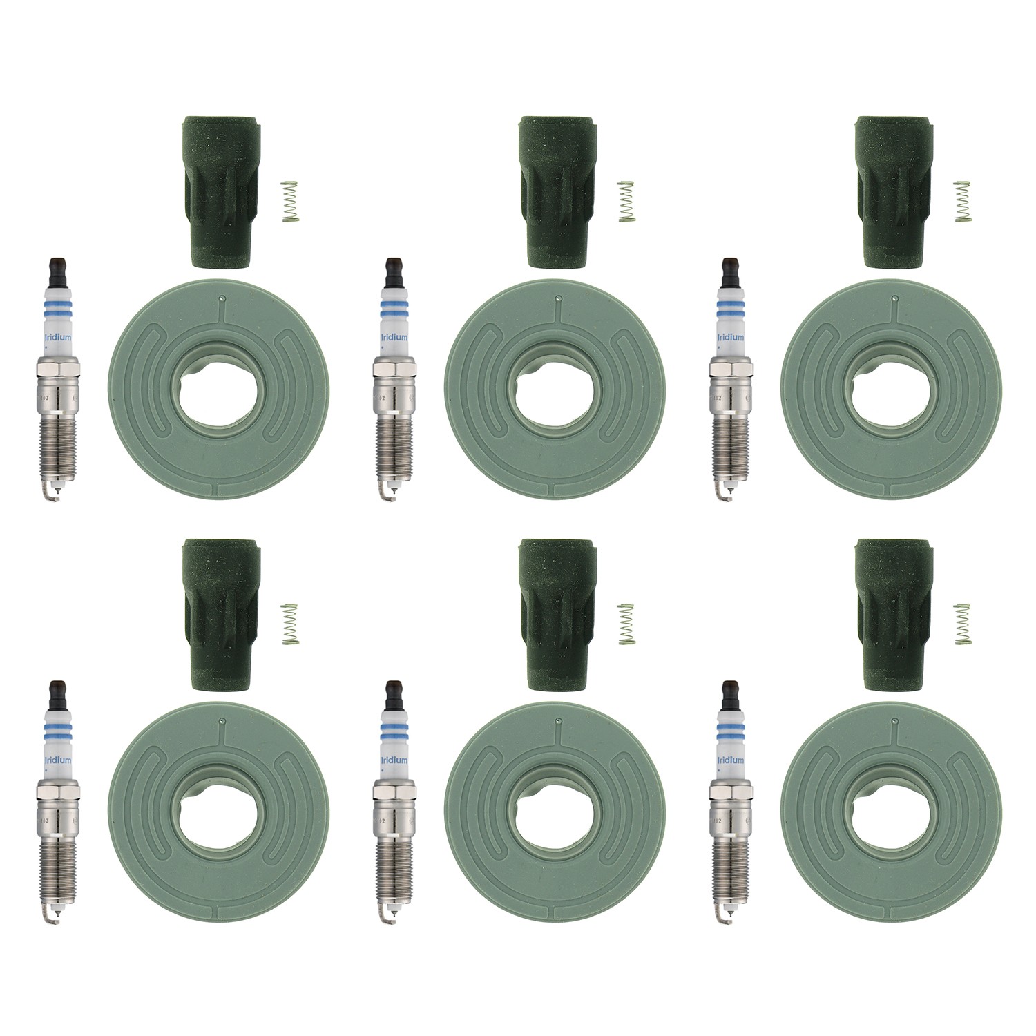 Bosch 6 Double Iridium Spark Plugs  NGK Coil Boots Kit for CX-9 F150 Mustang V6