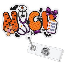 Halloween Nurse Badge Reel, Retractable Nursing Badge Holder with 360 Rotatin...