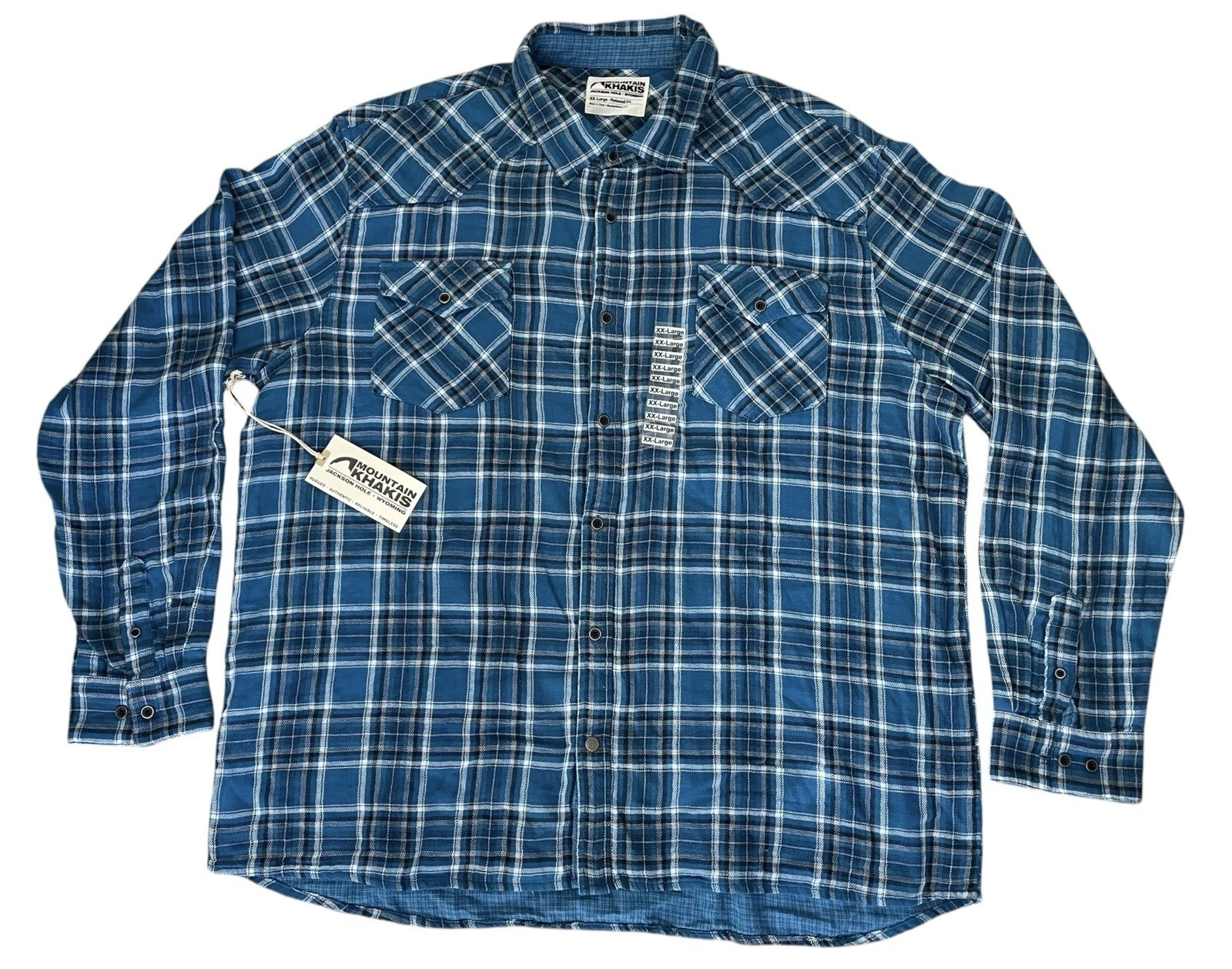 Mountain Khakis Mens XXL Sublette Flannel Shirt Relaxed Fit Plaid Blue Soft NWT!
