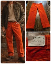 RARE Men's Vintage Deadstock Orvis Orange Icy Super Cords NWT 36x30 Cuffed