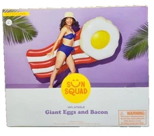 Sun Squad Giant Egg/Bacon Inflatable Swimming Pool Float/Raft 6ft long FREE SHIP