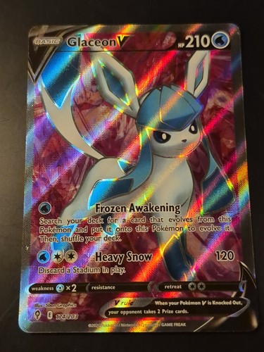 Glaceon V (Full Art) 174/203 SWSH07: Evolving Skies Holo - NM/M