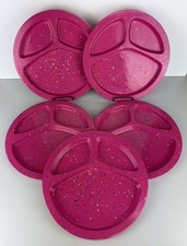 Lot Of 5 Zak Designs PINK Confetti Melamine 11 Divided Plates - Pls READ
