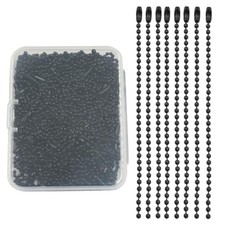 Ball Bead Chains, 4.72 Inch, Nickel Plated Metal, 100Pcs Keychain Black