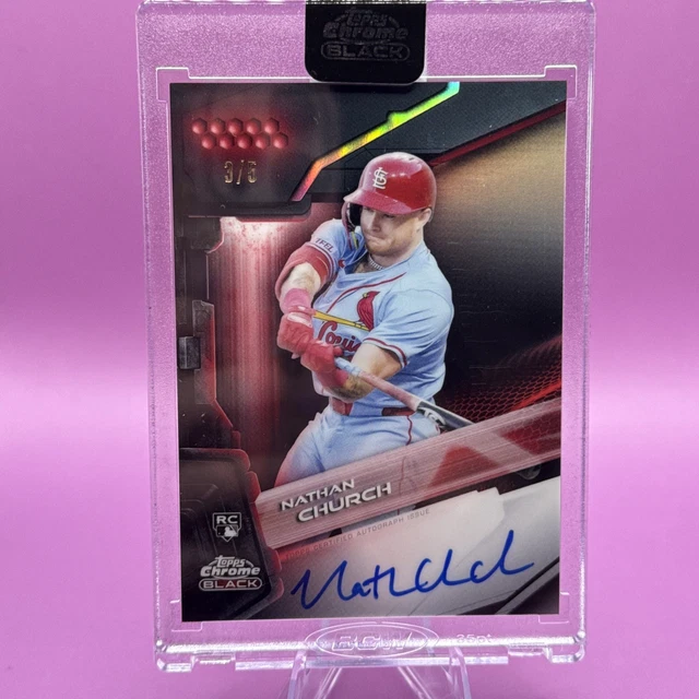 2026 Topps Chrome Black Baseball- RC Nathan Church, Cardinals Red 3/5 AUTO