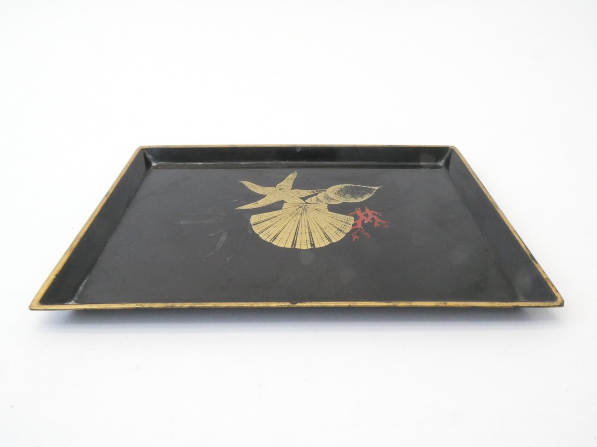Black Lacquer Otagiri Japan Decorative Change Tray Rectangular
