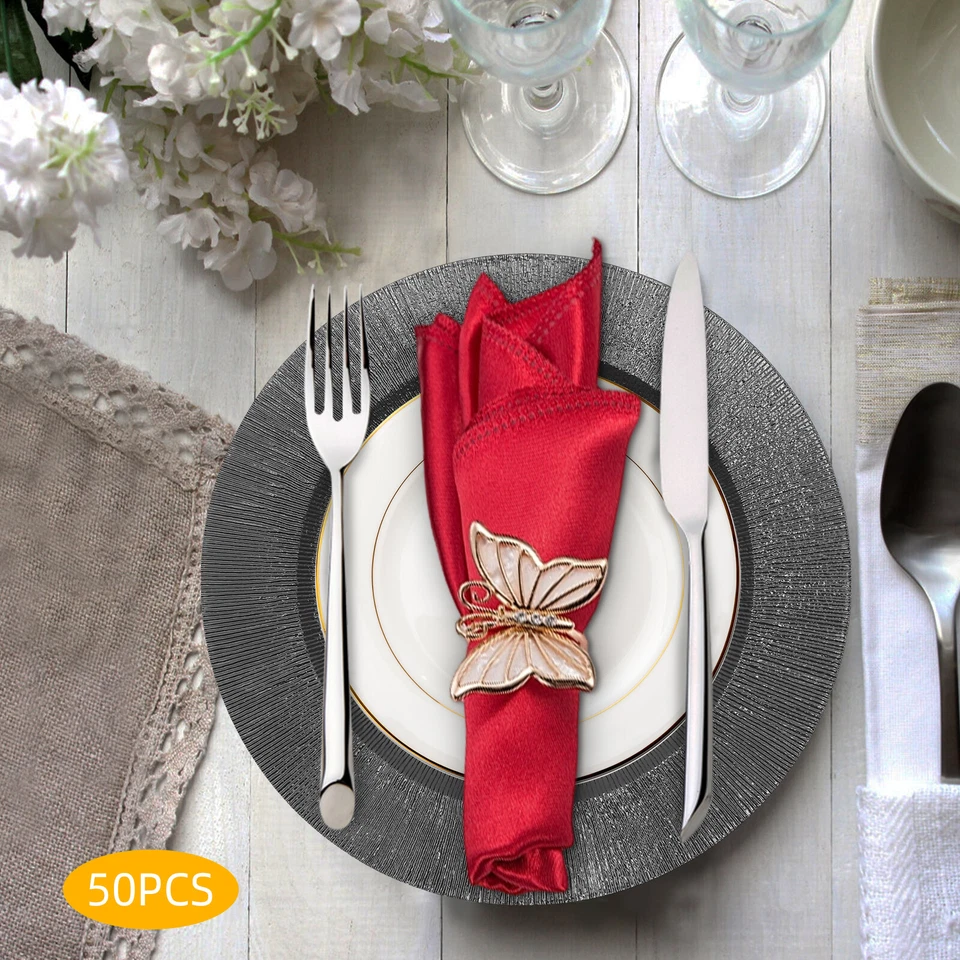 50x Designed Elegant Glass Charger Plates 13" Wedding Event Table Dinning Decor - Image 2 of 4