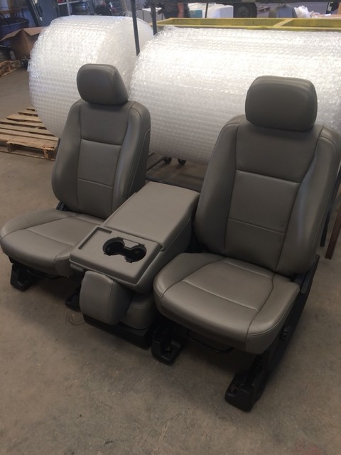 FORD F250 F350 SUPER DUTY FRONT BUCKET SEATS NEW GREY OEM VINYL LEATHER