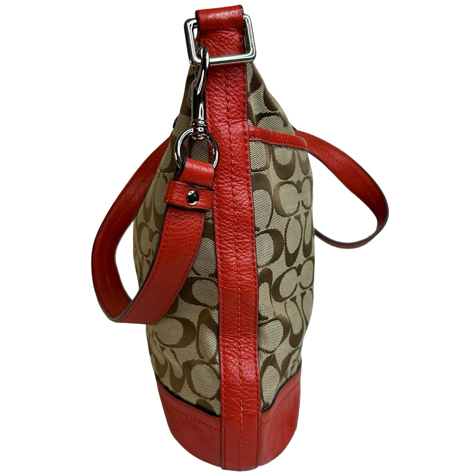 Borsa hobo tracolla Coach usata originale tela pelle tasca esterna logo C