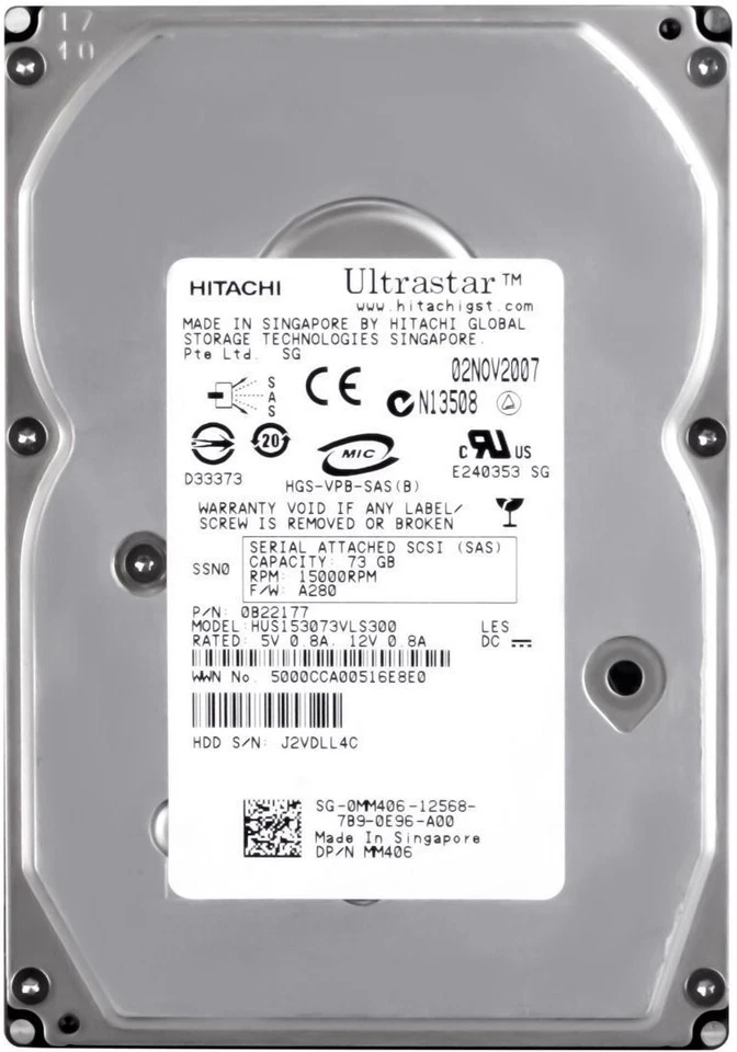 Hard Drive Dell 0MM406 HUS153073VLS300 73GB 15000U/Min 16MB SAS 3.5'' - Image 3 of 3