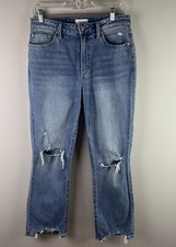 Pistola Jeans Women's Blue Light Wash Mid Rise Distressed Raw Hem Ankle 28