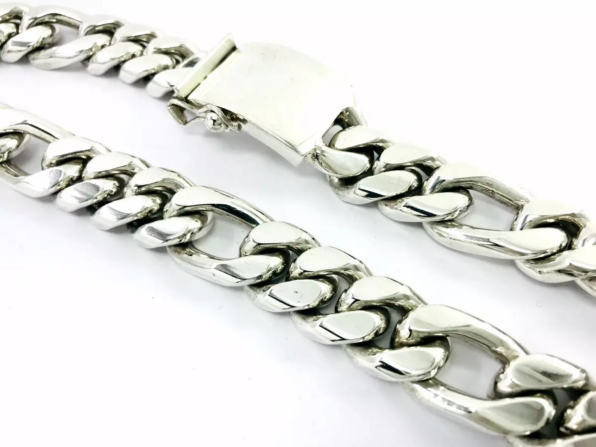 925 Silver Mexican Centenario iceout & Figaro Chain | Dunamys Jewelry