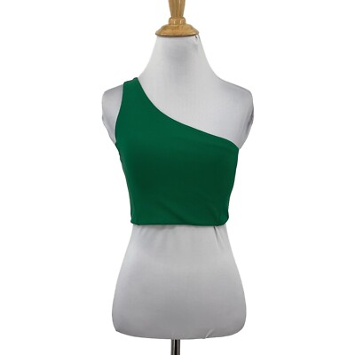 Wilo The Label Top Womens M Medium Clover One Shoulder Ribbed Padded Cropped