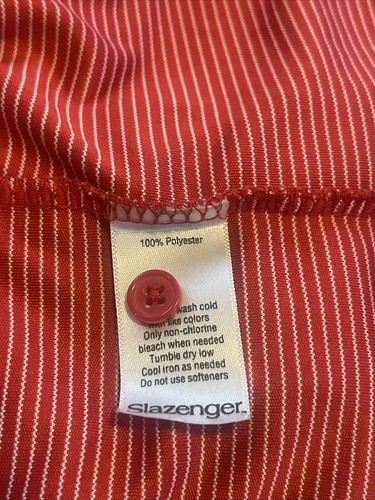 Slazenger Golf Men’s Size XL Dark Red Short Sleeve Polo Shirt Striped Collared - Picture 7 of 7