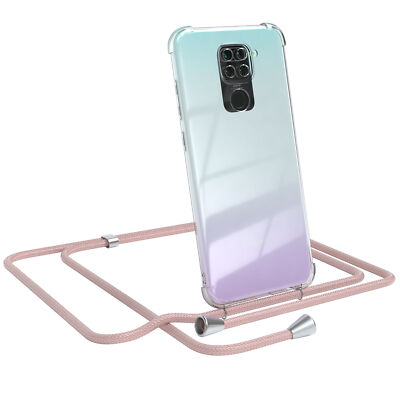 Für Xiaomi Redmi Note 9 / Redmi 10X 4G Handyhülle zum Umhängen Kette Rose Gold