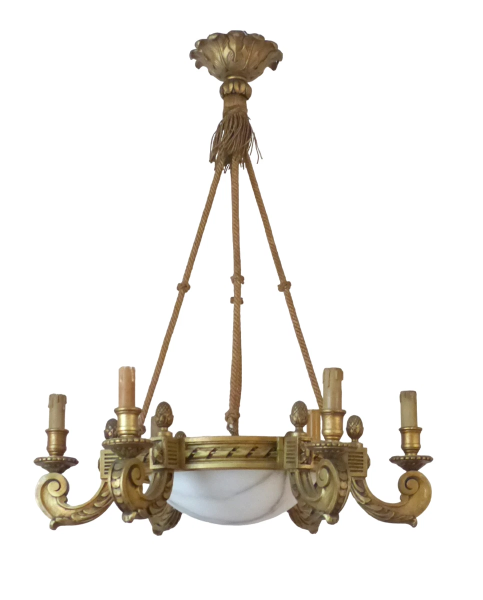 Antique wood sales chandelier