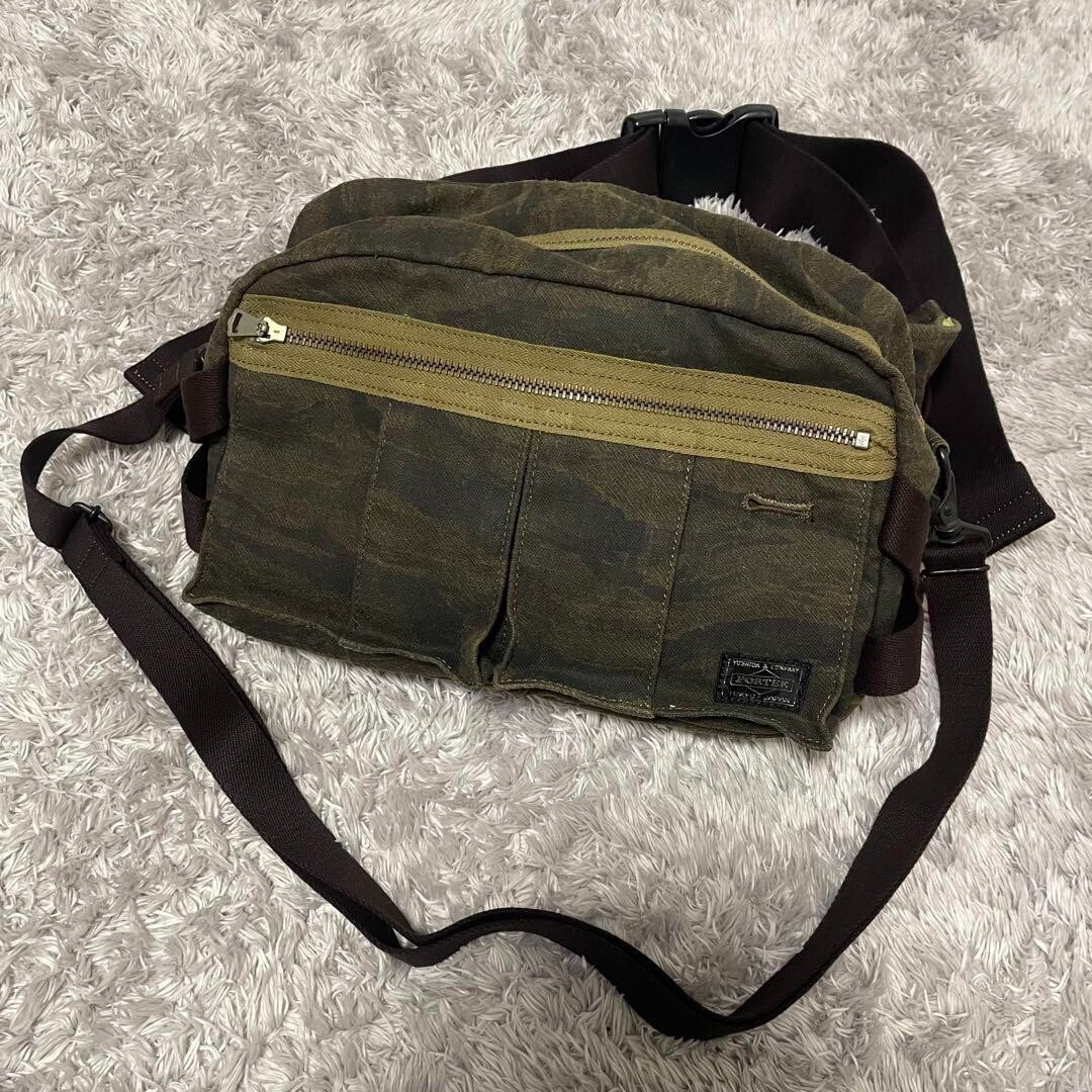 良品】PORTER 70th グリーンアイ タイガーカモ ウエストバッグ 良品】PORTER 70th グリーンアイ タイガーカモ ウエストバッグ