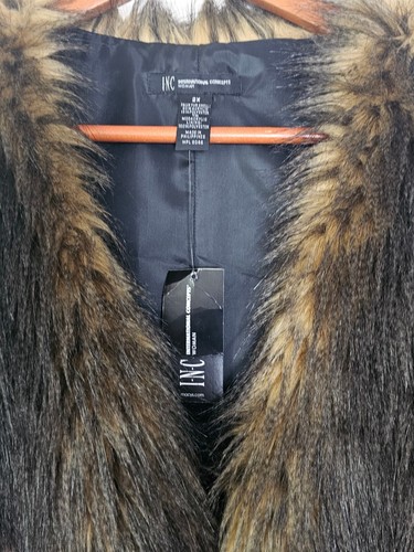 INC International Concepts Vest Womens 2X Faux Fur Brown Party Casual - Picture 4 of 6