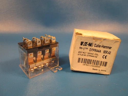 EATON D7PR44A, General Purpose Plug-In Relay, Test button, 120 Vac, 4PDT, 2,220