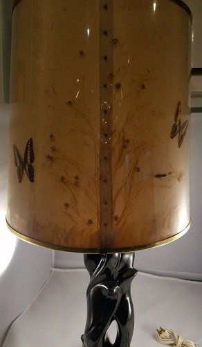 Will o the Wisp Van Briggle 1940s Flora Lamp with Butterfly Milkweed Lamp Shade - Picture 6 of 12