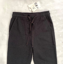 NWT ZARA High Waist Crinckle Drawstring Draped Jogger Pants in Charcoal Size XS