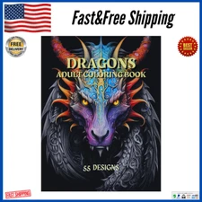 Dragons - Adult Coloring Book: Stress relief coloring book for adults, teens ...