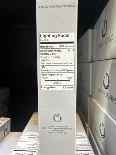 GREEN CREATIVE PLEDGE SERIES DIRECT INSTALLATION 4-PIN G24Q/GX24Q LED LAMP - Picture 3 of 3