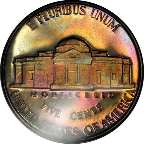 PR65 1950 5C Jefferson Proof Nickel, PCGS Rattler- Nicely Rainbow Toned - Picture 4 of 8
