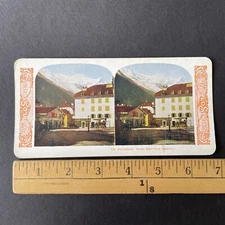 Martigny Taxi Service Chamonix Switzerland LITHO Stereoview Antique c1905 Y16094