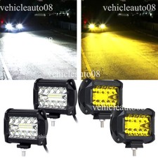 4 Yellowwhite Led Cube Pods Work Lights Bar Fog Lamps Fit Jeep Driving Offroad