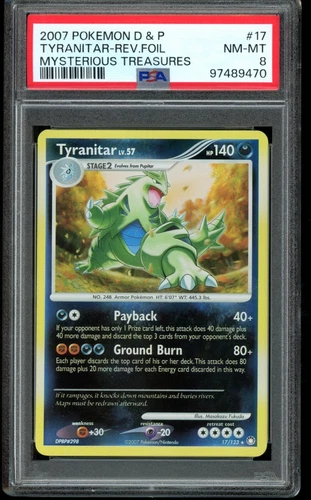 PSA 8 Tyranitar 17/123 Reverse Holo - Mysterious Treasures