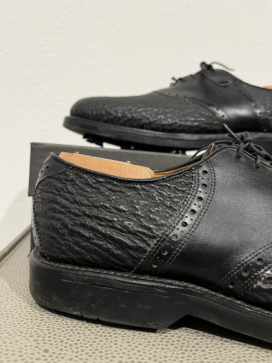 Allen Edmonds Shelton Sharkskin Leather Saddle Golf Shoe Black