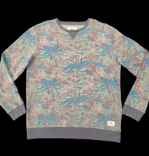 Vans Men's Large Davenport Tropical/Floral Olive Green Crewneck Sweatshirt